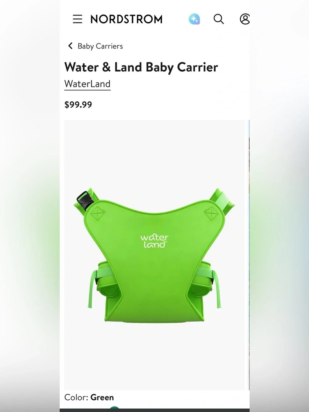 Water Land Baby Swim Carrier in Green
